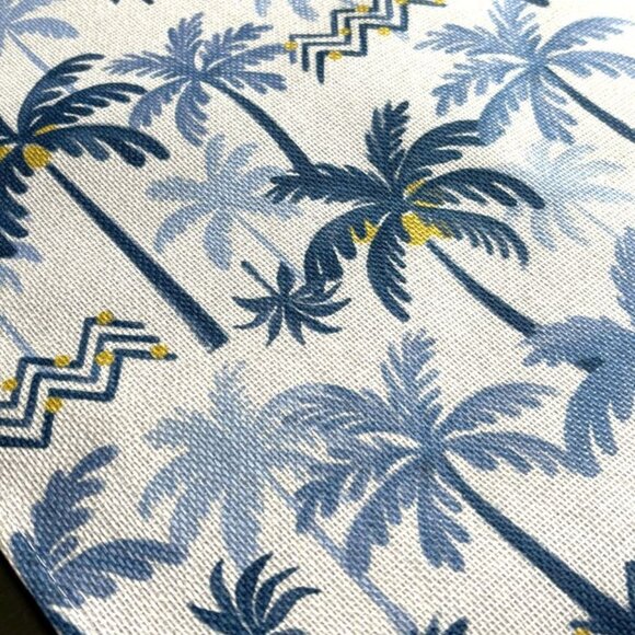 Versatile Tropical Oceanic Blue Mediterranean Date Palm Trees 72" Table Runner - Picture 5 of 6